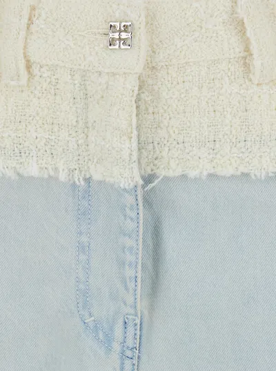 Givenchy Oversized Jeans In Mixed Denim And Tweed With 4g Liquid Detail In Blue
