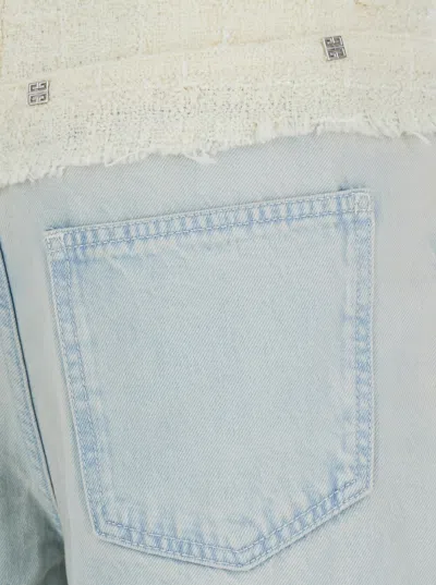 Givenchy Oversized Jeans In Mixed Denim And Tweed With 4g Liquid Detail In Blue