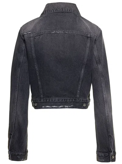 Givenchy Distressed-effect Zipped Denim Jacket In Multicolor