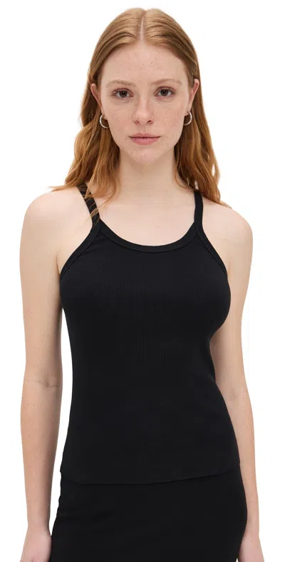 Éterne Ribbed Fitted Racerback Tank Top In Black