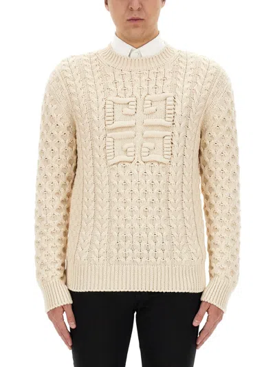 Givenchy Men Logo Cotton Crewneck Sweater In Neutral