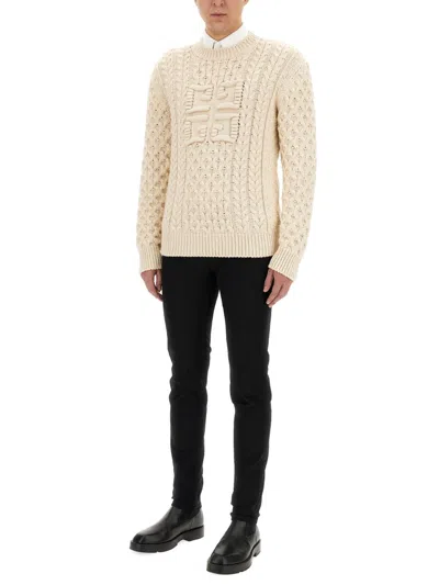 Givenchy Men Logo Cotton Crewneck Sweater In Neutral