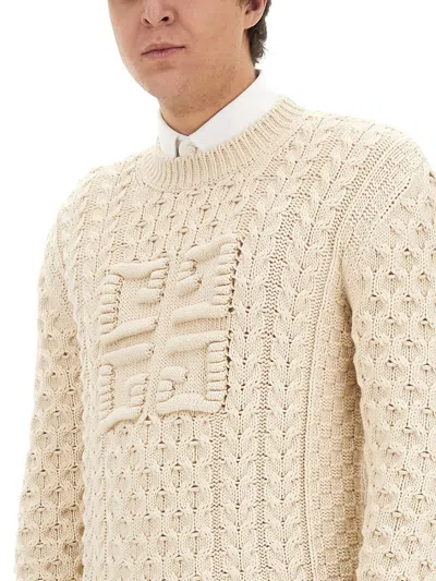 Givenchy Men Logo Cotton Crewneck Sweater In Neutral