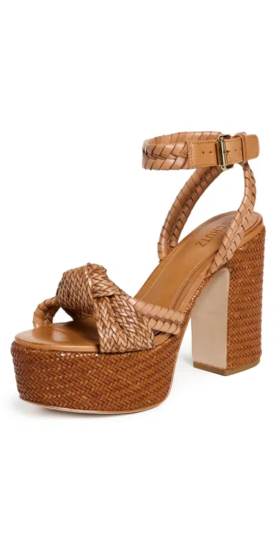 Schutz Kareena Platform Nappa Leather Sandal In Cuoio Brown