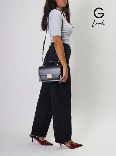 Golden Goose Venezia Bag Palmellato Leather Body Gold Metal Details Bags In Black