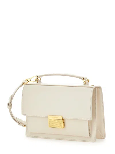 Golden Goose 'venezia' White Handbag With Lettering Logo And Clasp Closure In Leather Woman In White