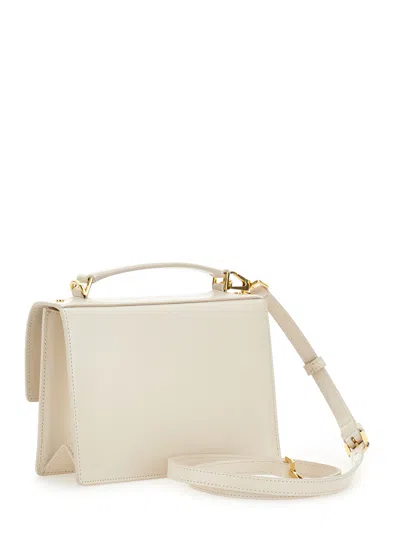 Golden Goose 'venezia' White Handbag With Lettering Logo And Clasp Closure In Leather Woman In White
