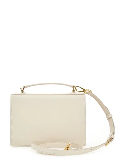 Golden Goose 'venezia' White Handbag With Lettering Logo And Clasp Closure In Leather Woman In White