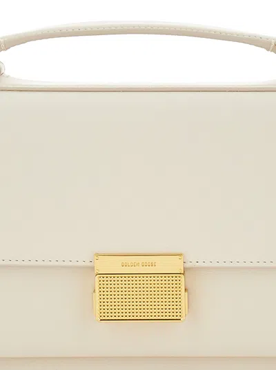 Golden Goose 'venezia' White Handbag With Lettering Logo And Clasp Closure In Leather Woman In White