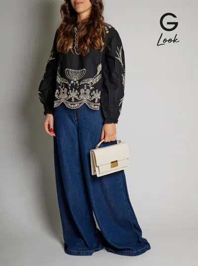 Golden Goose 'venezia' White Handbag With Lettering Logo And Clasp Closure In Leather Woman In White