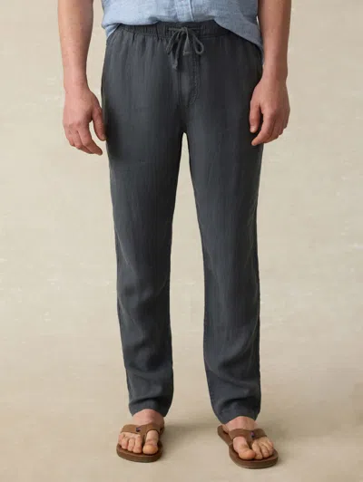 Faherty Linen Drawstring Pants In Washed Black