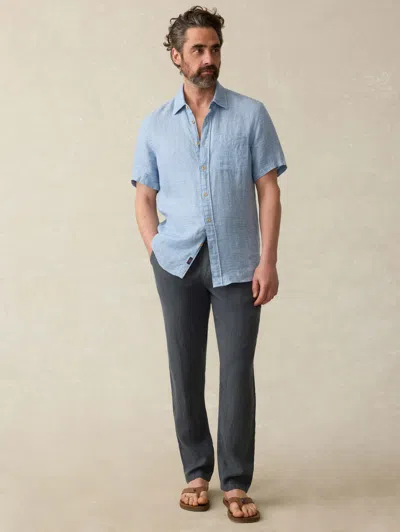 Faherty Linen Drawstring Pants In Washed Black