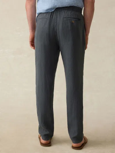 Faherty Linen Drawstring Pants In Washed Black