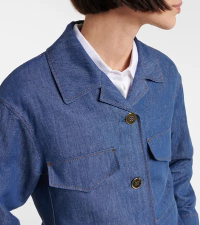 S Max Mara Ginny Cotton And Linen Twill Jacket In Blue