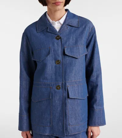 S Max Mara Ginny Cotton And Linen Twill Jacket In Blue