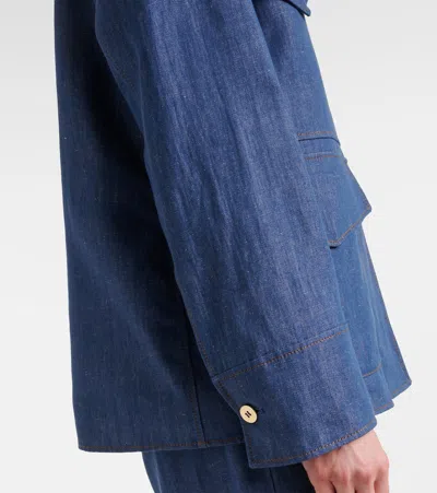 S Max Mara Ginny Cotton And Linen Twill Jacket In Blue