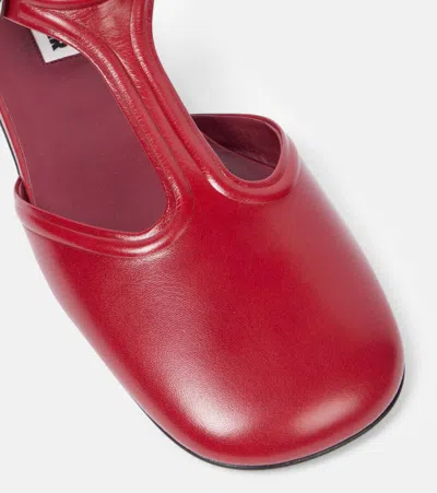 Jil Sander Mary Jane Flats In Red