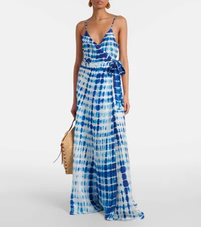 扎染真丝裹身连衣裙