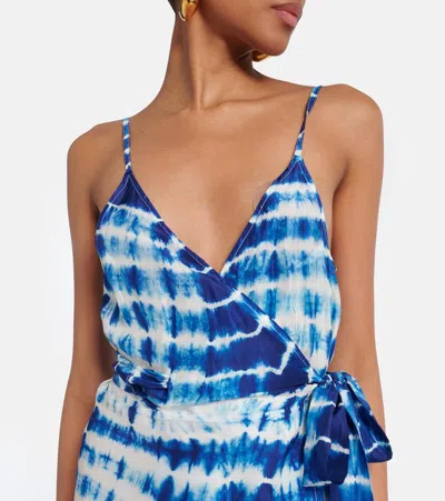 扎染真丝裹身连衣裙