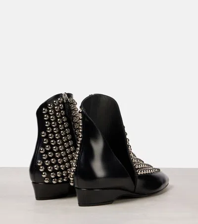 Alaïa Studded Leather Ankle Booties In Grey