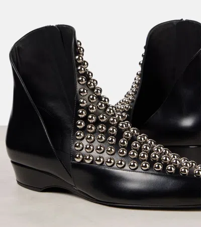 Alaïa Studded Leather Ankle Booties In Grey
