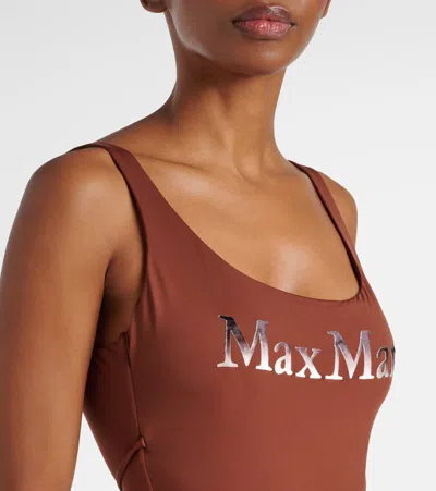 Max Mara Carisma Belted Swimsuit In Brown