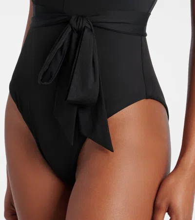 Max Mara Cristel Belted Swimsuit In Black