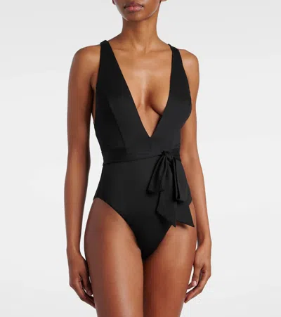Max Mara Cristel Belted Swimsuit In Black