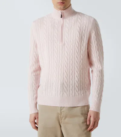 Arch4 Thames Cashmere Half-zip Sweater In Pink