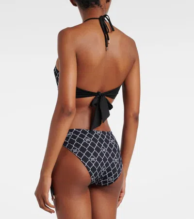 Max Mara Anna Printed Halterneck Bikini Top In Black