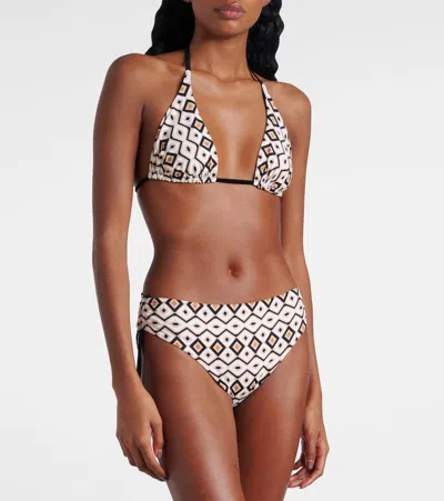 Max Mara Santina Printed Bikini Bottoms In Brown