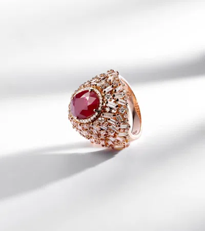Suzanne Kalan Dome 18kt Rose Gold Ring With Ruby And Diamonds In Gold