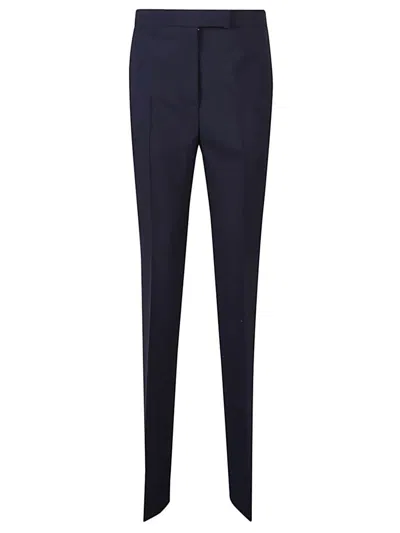 Ferragamo Slim Fit Wool Trousers In Blue