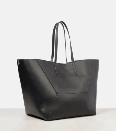 Brunello Cucinelli Geometric Panel Structured Tote Bag With Detachable Pouch In Black