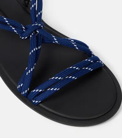 Miu Miu Riviere Cord And Leather Sandals In Blau