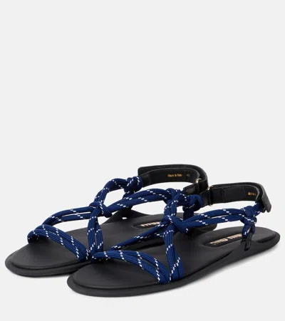 Miu Miu Riviere Cord And Leather Sandals In Blau
