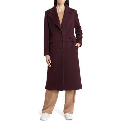 Fleurette Holland Longline Wool Coat In Brinjal