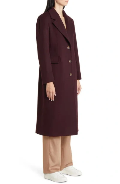Fleurette Holland Longline Wool Coat In Brinjal