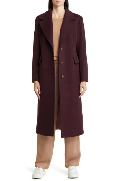 Fleurette Holland Longline Wool Coat In Brinjal