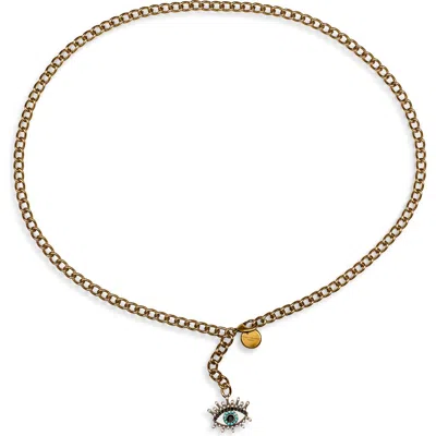 Kurt Geiger London Evil Eye Belly Chain In Antique Brass