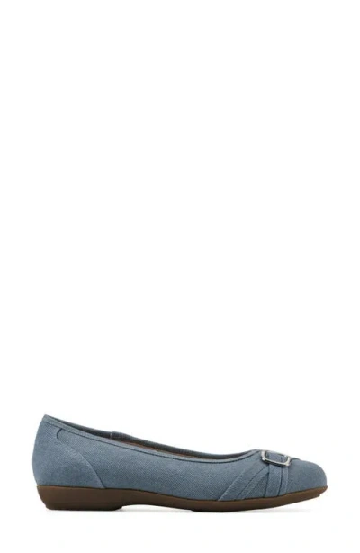 Cliffs By White Mountain Calming Buckle Strap Flat In Denim Blue Fabric
