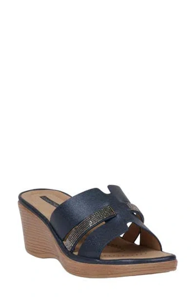 Gc Shoes Women's Frances Embellished Wedge Sandals In Navy