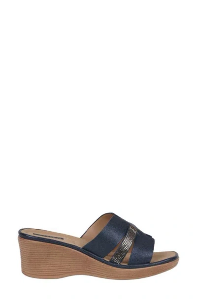 Gc Shoes Women's Frances Embellished Wedge Sandals In Navy
