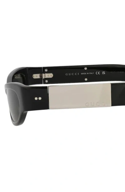 Gucci Contemporary Rectangular Frame Sunglasses In Black Black Grey
