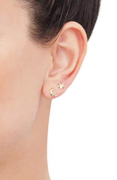 Frankie & Zoe 2-pack Moon & Star Stud Earrings In Yellow Gold