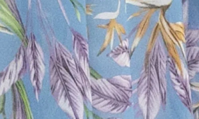 Nina Leonard Semi Sheer Open Front Topper In Soft Blue Multi