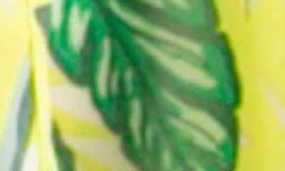 Nina Leonard Semi Sheer Open Front Topper In Botanical Tropical