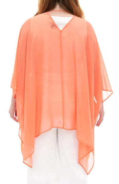 Nina Leonard Semi Sheer Open Front Topper In Dusty Coral