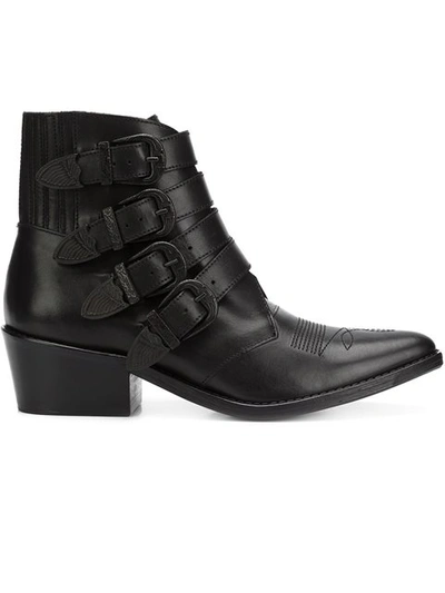 Shop Toga Four Buckle Boots In Black