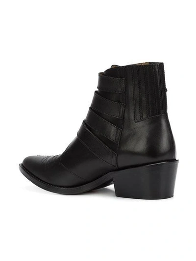 Shop Toga Four Buckle Boots In Black